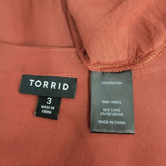Torrid Top Plus Size 3X Rust Red Pockets Lightweight V-Neck Sleeveless Casual - Picture 5 of 6